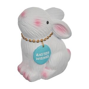 White Bunny Figurine with Easter Wishes Tag